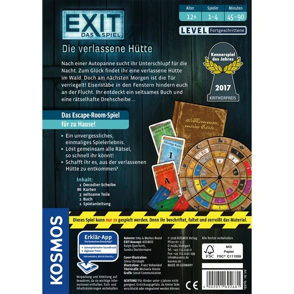 KOSMOS EXIT - Das Spiel - Die Verlassene Hütte, Partyspiel 5 KOSMOS EXIT - Das Spiel - Die Verlassene Hütte, Partyspiel – Bild 3