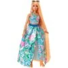 Mattel Barbie Extra Fancy Puppe Im Blauen Kleid Mit Blumenmuster -Spielwarenladen Mattel Barbie Extra Fancy Puppe im blauen Kleid mit Blumenmuster@@1846571