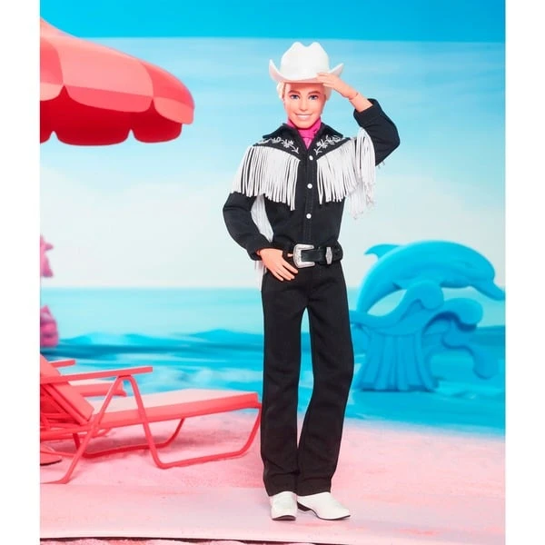 Mattel Barbie The Movie - Ken-Sammelpuppe Mit Schwarzem Cowboy-Outfit 5 Mattel Barbie The Movie - Ken-Sammelpuppe Mit Schwarzem Cowboy-Outfit – Bild 3