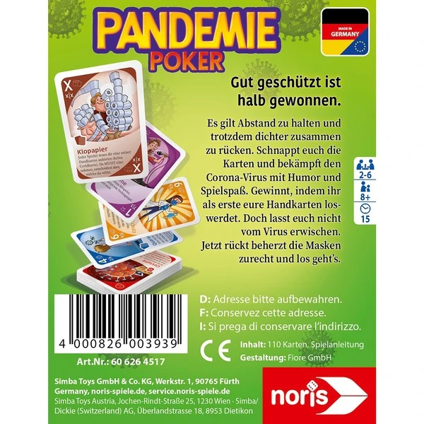 Noris Pandemiepoker, Kartenspiel 4 Noris Pandemiepoker, Kartenspiel – Bild 2
